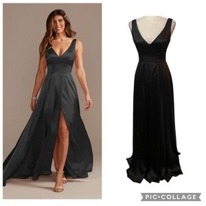 Galina Signature Charmeuse Tank V-Neck Fairy Grunge Maxi Dress W/Slit GS290020